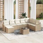 vidaXL Ensemble de canapé de jardin 9 Pièces Beige Poly rotin