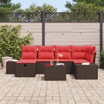 vidaXL Ensemble de canapé de jardin 7 Pièces Marron polyrotin