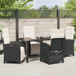 Ensemble repas jardin vidaXL 5 pièces avec coussins Noir Poly Rotin