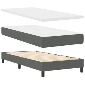 vidaXL Lit à ressorts avec matelas - Gris foncé  160 x 200 cm  Tissu