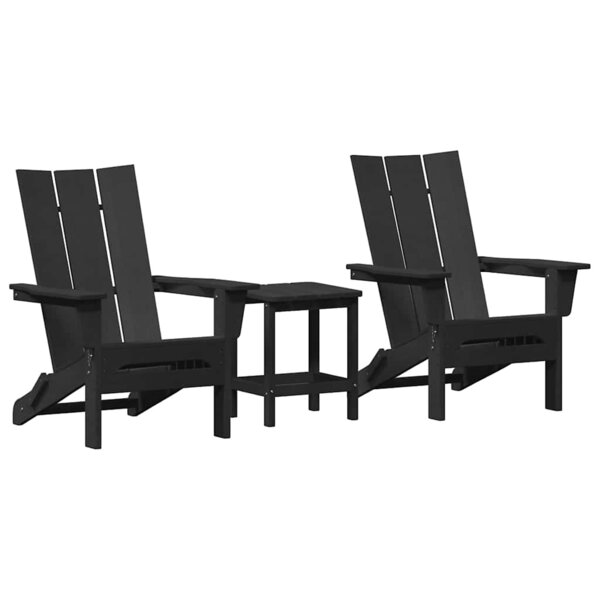 vidaXL Mobilier de jardin lounge 3 Pièces Noir 38 x 38 x 46 cm Plastique
