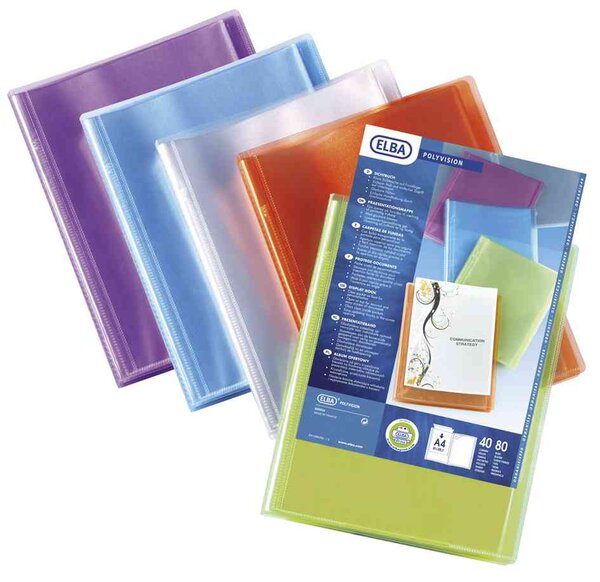 Protège-documents POLYVISION A4 40 Pochettes Bleu translucide ELBA