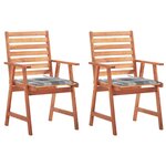 vidaXL Chaises à manger d'extérieur lot de 2 et coussins Acacia massif
