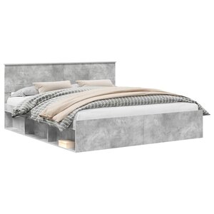 vidaXL Cadre de lit Béton 180 x 200 cm Bois d'ingénierie