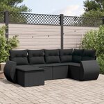 vidaXL Salon de jardin 6 Pièces avec coussins noir résine tressée