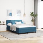 Lit à ressorts vidaXL avec matelas et LED bleu foncé 160x200 cm en velours