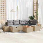 vidaXL Ensemble de canapé de jardin 7 Pièces Beige Poly rotin