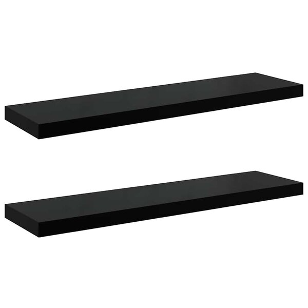 vidaXL Étagère murale flottante 2 Pièces Noir brillant 90x23 5x3 8 cm MDF