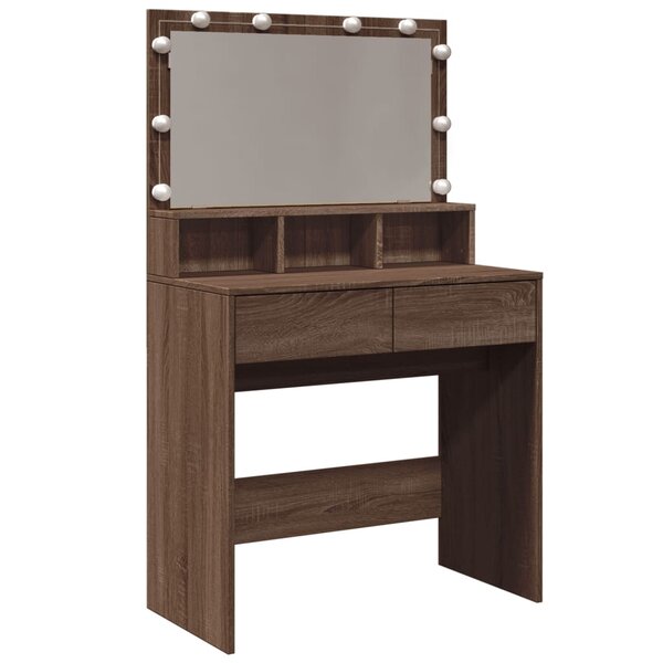 vidaXL Coiffeuse avec LED chêne marron 80x41x134 5 cm