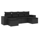 vidaXL Salon de jardin 6 Pièces avec coussins noir résine tressée