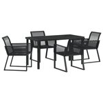 vidaXL Set de salle à manger de jardin 5 pièces en polyrotin noir