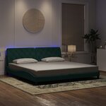 vidaXL Cadre de lit avec lumières LED vert foncé 200x200 cm velours