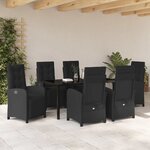 vidaXL Ensemble de salle à manger pour jardin 7 Pièces Noir polyrotin