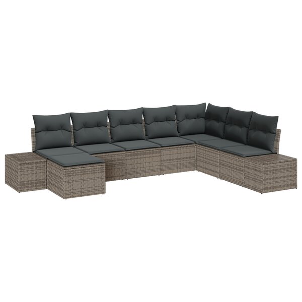vidaXL Ensemble de canapé de jardin de 8 pièces avec coussins gris poly rotin