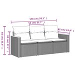 vidaXL Salon de jardin avec coussins 3 Pièces gris résine tressée