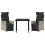 vidaXL Ensemble de salle à manger de jardin 3 pièces Gris clair Poly Rattan