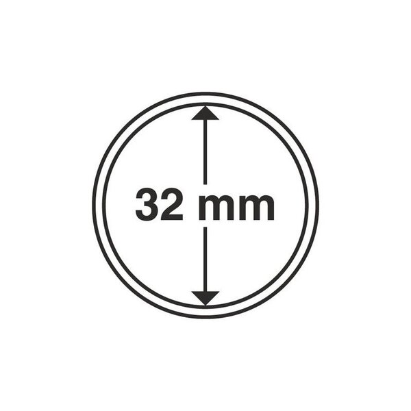 Capsules rondes 32mm pour monnaies de collection. Paquet - 100 capsules