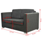 vidaXL Canapé à 2 places Tissu Gris foncé