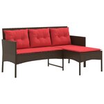 vidaXL Ensemble de canapé de jardin 2 Pièces Marron et rouge polyrotin