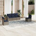 vidaXL Salon de jardin 5 Pièces avec coussins gris résine tressée
