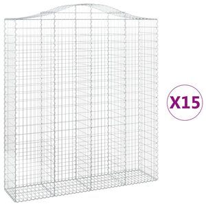 vidaXL Paniers à gabions arqués 15 Pièces 200x50x220/240 cm Fer galvanisé