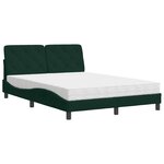 vidaXL Lit avec matelas vert foncé 140x190 cm velours