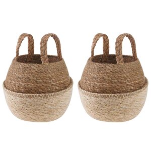 vidaXL Pot de plante avec poignées 2 pc Blanc Ø 22 x 20 cm
