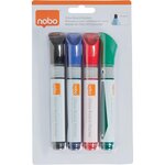Nobo Marqueurs assortis de tableau blanc en verre 4 Pièces