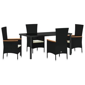 vidaXL Ensemble de salle à manger pour jardin 5 Pièces Noir Poly rotin