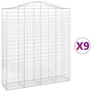 vidaXL Paniers à gabions arqués 9 Pièces 200x50x220/240 cm Fer galvanisé