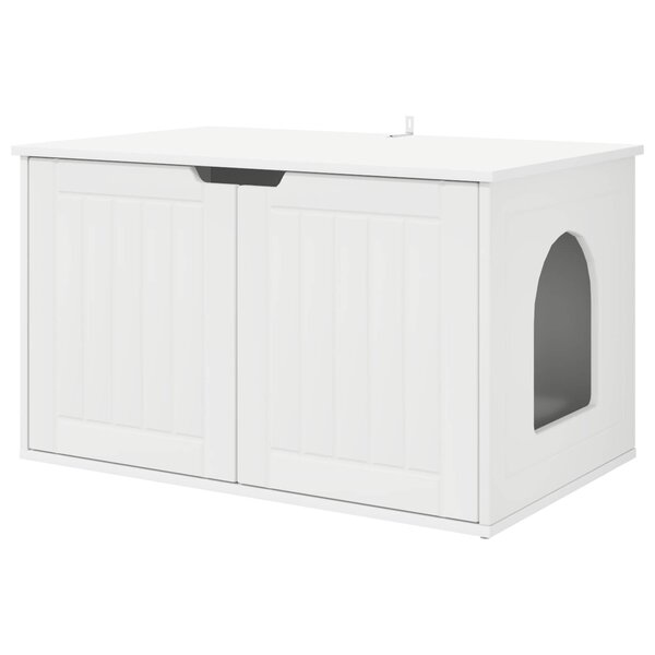 vidaXL Maison pour chat Blanc 85 x 55 x 50 5 cm Bois d'ingénierie