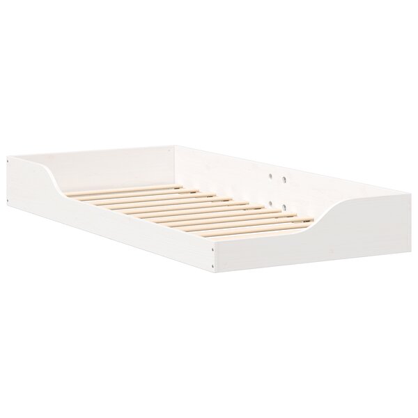 vidaXL Cadre de lit surélevé Blanc 100 x 200 cm Bois massif en pin