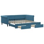 vidaXL Lit de jour avec gigogne et tiroirs sans matelas bleu 100x200cm