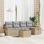 vidaXL Ensemble de canapé de jardin 6 Pièces Beige Poly rotin