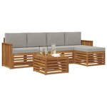 vidaXL Ensemble de canapés d'extérieur 6 Pièces Gris Naturel et Clair