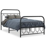 vidaXL Cadre de lit métal avec tête de lit/pied de lit noir 107x203 cm