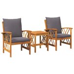 vidaXL Ensemble de canapé de jardin 3 Pièces Marron Bois d'acacia massif