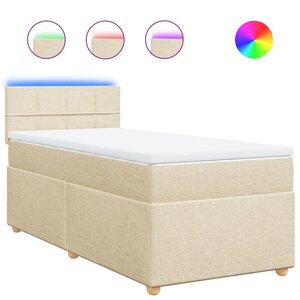 vidaXL Sommier à lattes de lit avec matelas Crème 90x200 cm Tissu