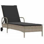 vidaXL Chaises longues avec coussins lot de 2 gris résine tressée