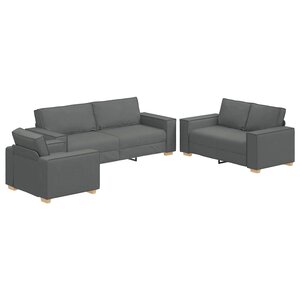 vidaXL Canapé 3 Pièces Gris foncé 220 x 80 x 84 cm Tissu en lin mélangé