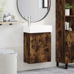 vidaXL Meuble de salle de bain avec robinet Chêne fumé