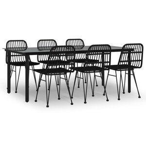 vidaXL Ensemble à manger de jardin 7 Pièces Noir Résine tressée