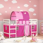 vidaXL Lit mezzanine enfants avec tunnel sans matelas rose 80x200 cm