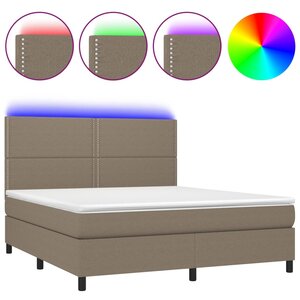 vidaXL Sommier à lattes de lit et matelas et LED Taupe 160x200cm Tissu