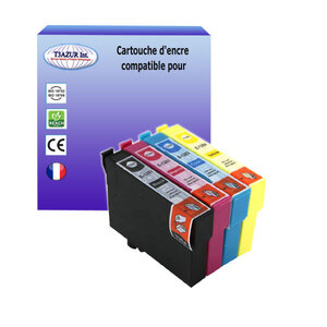 4 Cartouches Compatibles pour Epson Stylus Office BX305F, BX305FW, BX305FW Plus remplace Epson T1281 T1282 T1283 T1284  - T3AZUR