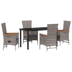 vidaXL Ensemble de salle à manger pour jardin 5 Pièces Gris Poly rotin