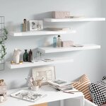 vidaXL Étagère murale flottante 4 Pièces Blanc brillant 90x23 5x3 8cm MDF