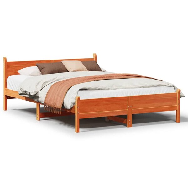 vidaXL Cadre de lit sans matelas cire marron 150x200cm bois pin massif