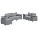 vidaXL Canapé 3 Pièces Gris clair 219 x 80 x 82 cm Tissu en lin mélangé