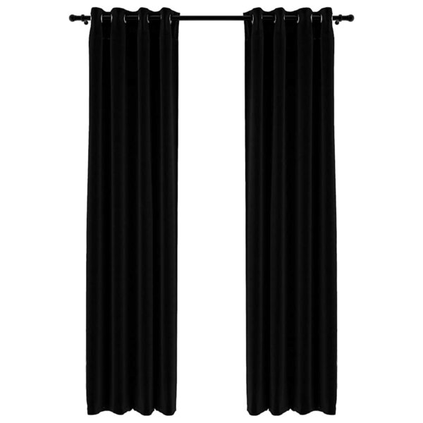 vidaXL Rideaux occultants Aspect lin avec œillets 2 Pièces Noir 140x245cm